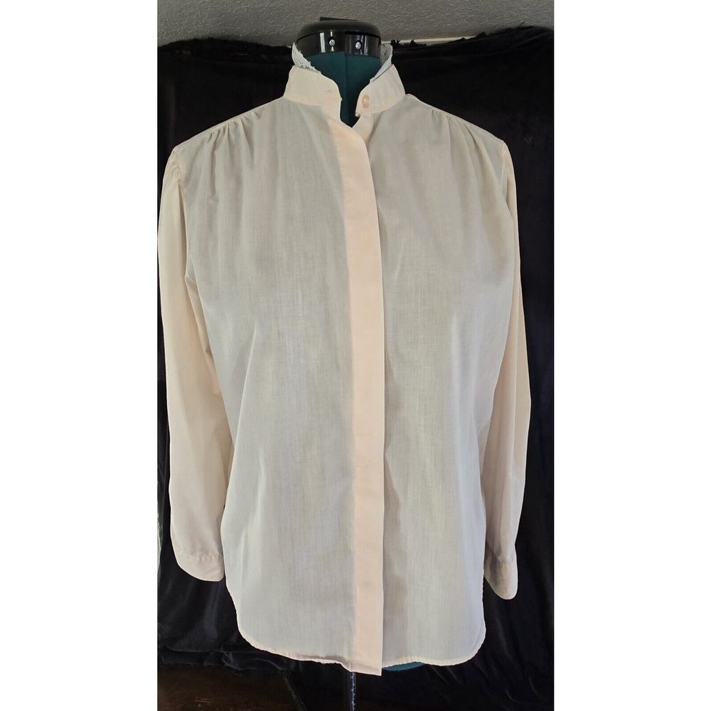 Vintage‎ 80s Womens Honors Lg Pink Lace Collar Button Up Blouse Romantic Cottage - Picture 5 of 16